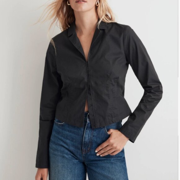 Madewell Poplin Hook-Front Shrunken Shirt - Picture 1 of 8